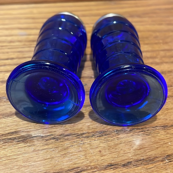 Vintage Hazel Atlas Moderntone Cobalt Blue Salt & Pepper Art Deco - Picture 3 of 6